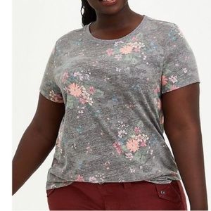 Torrid Gray and Pink Vintage Triblend Crew Neck Short Sleeve Tee